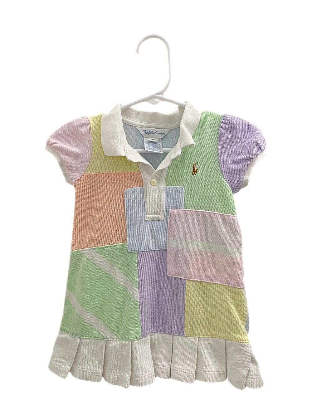 Ralph Lauren Pastel Patchwork Polo Dress - 6 Months
